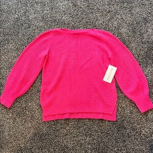 Athleta Hot Pink Ribbed Scoop-Neck Sweater